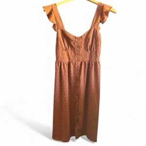 SHEIN Frenchy Brown Swiss Dot Ruffle Dress